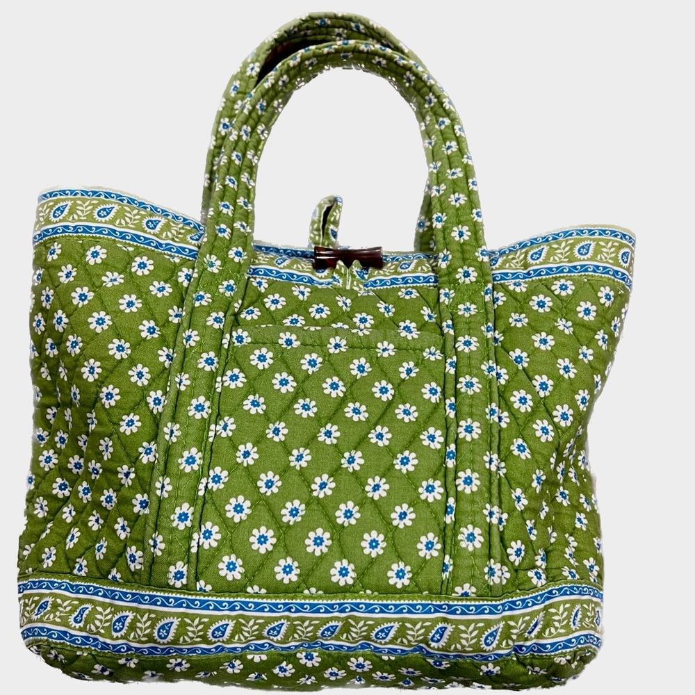 VERA BRADLEY Quilted Green/Blue Tote
